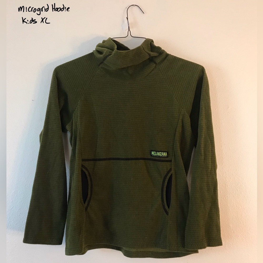Melanzana Kids XL Dark Green Micro Grid Hoodie